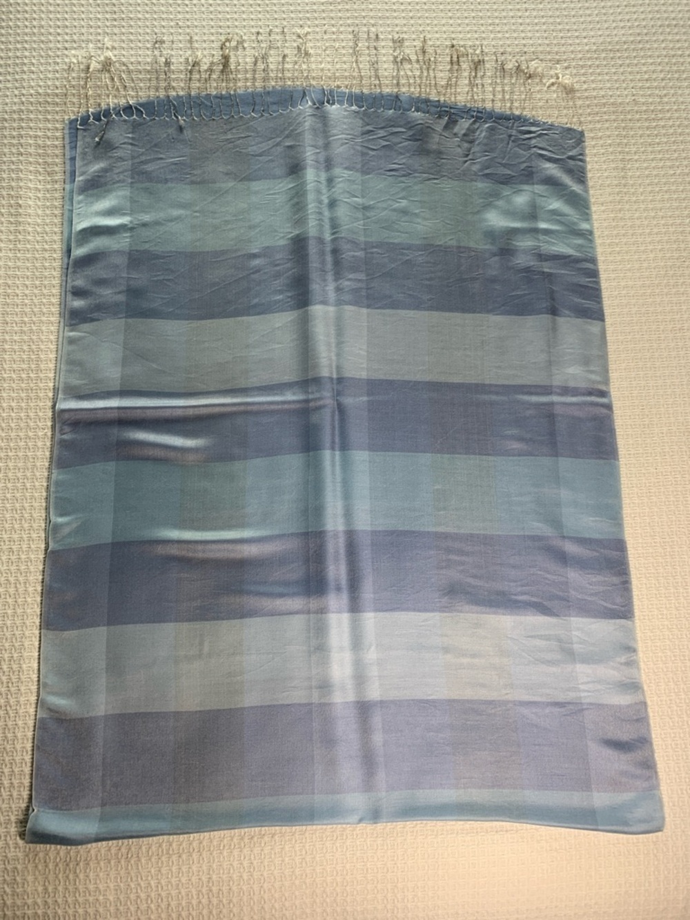 Two tone blue striped scarf silk
